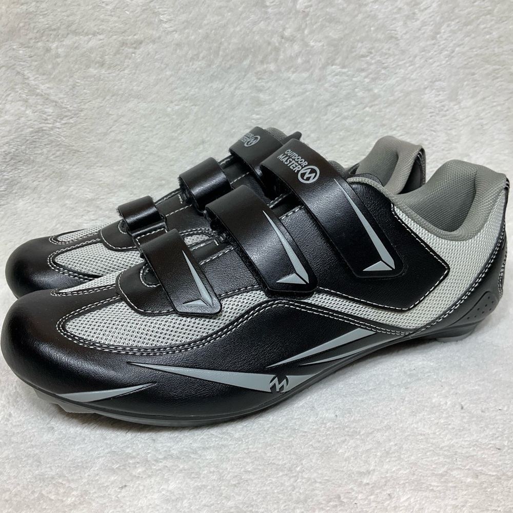 OUTDOOR MASTER Black and  Gray Unisex Spin / Cycling Shoes | Men 9 - Women 10.5